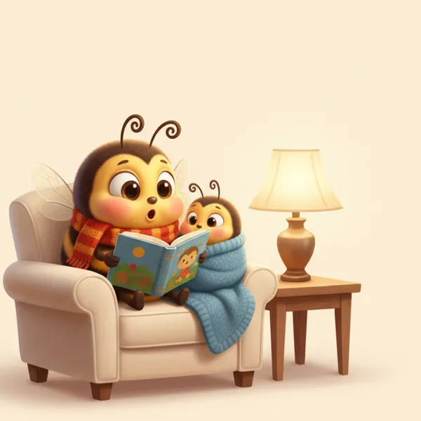 Our bee reading a bedtime story to a baby bee