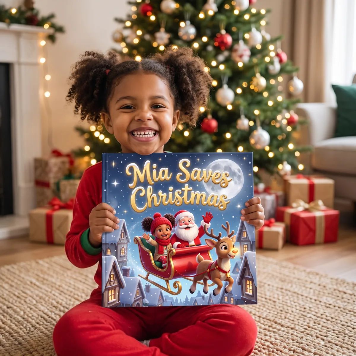 A child holding their Personalised Christmas Storybook