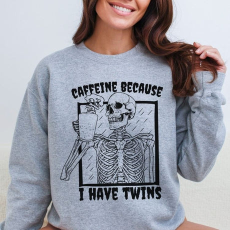 Caffeine Because I Have Twins Sweatshirt - Cozy Bee Studio