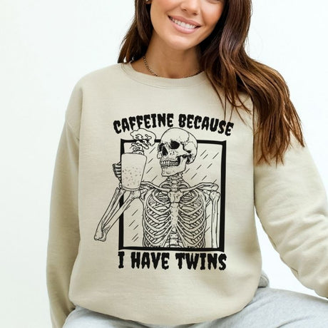 Caffeine Because I Have Twins Sweatshirt - Cozy Bee Studio