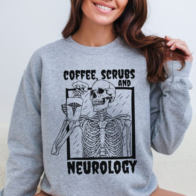 Coffee Scrubs and Neurology Sweatshirt - Cozy Bee Studio