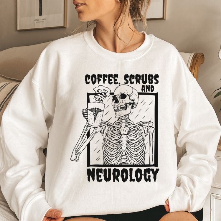 Coffee Scrubs and Neurology Sweatshirt - Cozy Bee Studio