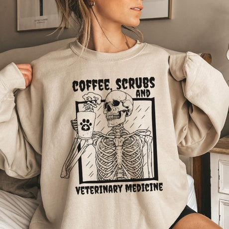 Coffee Scrubs and Veterinary Medicine Sweatshirt - Cozy Bee Studio