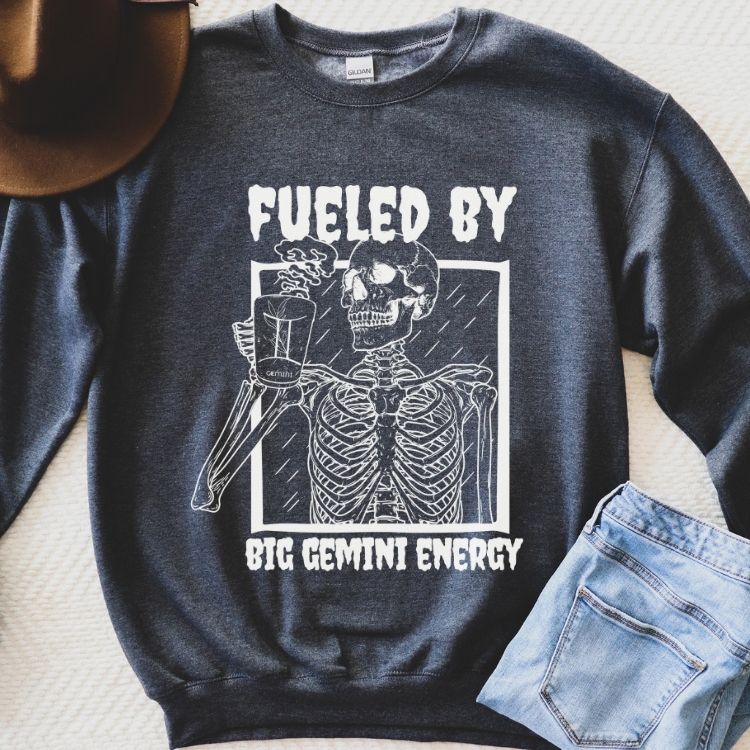 Fueled By Big Gemini Energy Sweatshirt - Cozy Bee Studio