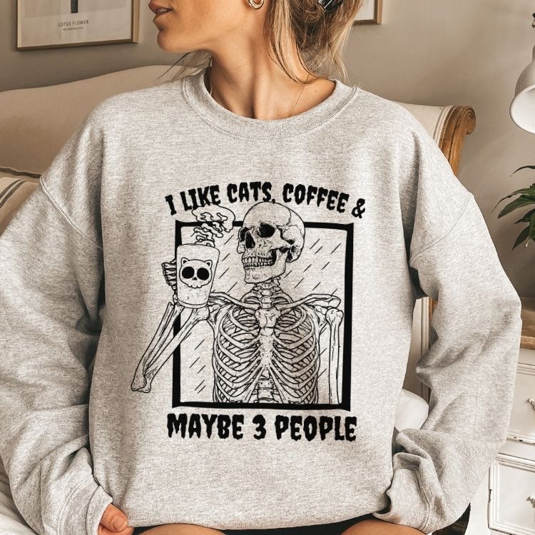 I Like Cats and Maybe Three People Sweatshirt - Cozy Bee Studio