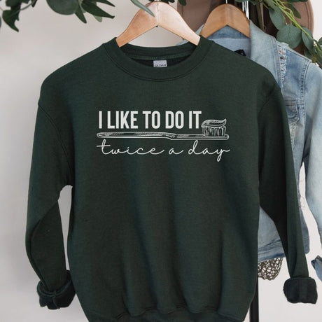 I Like To Do It Twice A Day Dental Sweatshirt - Cozy Bee Studio