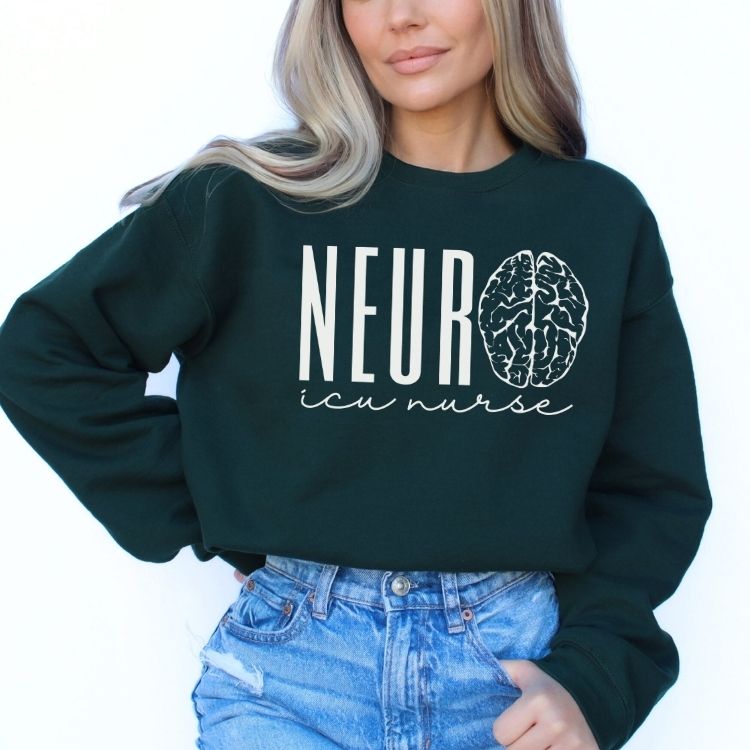 Neuro ICU Nurse Sweatshirt - Cozy Bee Studio