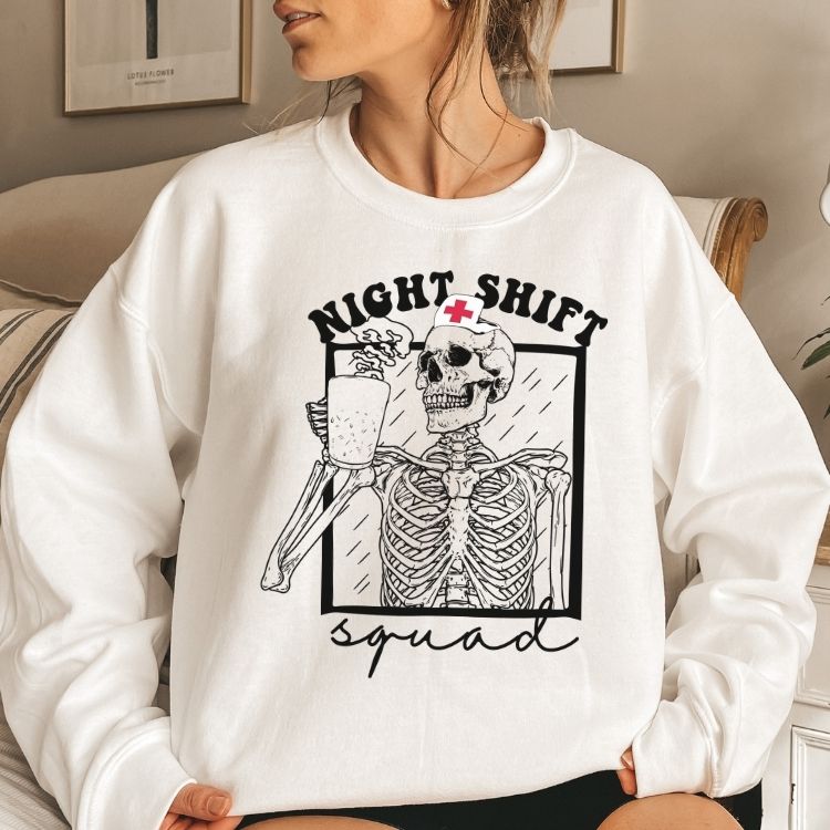 Night Shift Squad Sweatshirt - Cozy Bee Studio