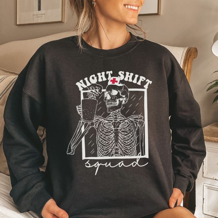 Night Shift Squad Sweatshirt - Cozy Bee Studio