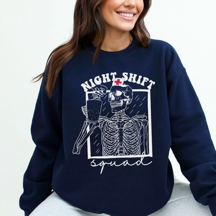 Night Shift Squad Sweatshirt - Cozy Bee Studio