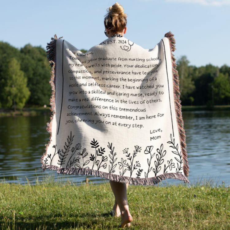 Nursing Graduation Woven Blanket - Cozy Bee Studio