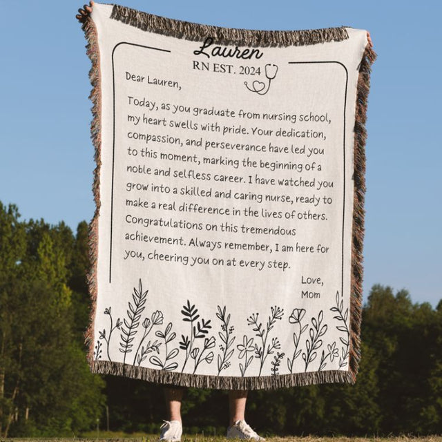 Nursing Graduation Woven Blanket - Cozy Bee Studio