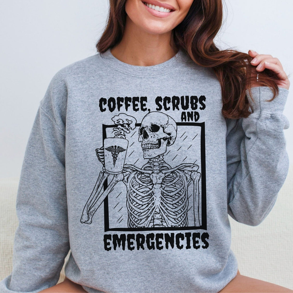 Coffee Scrubs and Emergencies Sweatshirt - Cozy Bee Studio