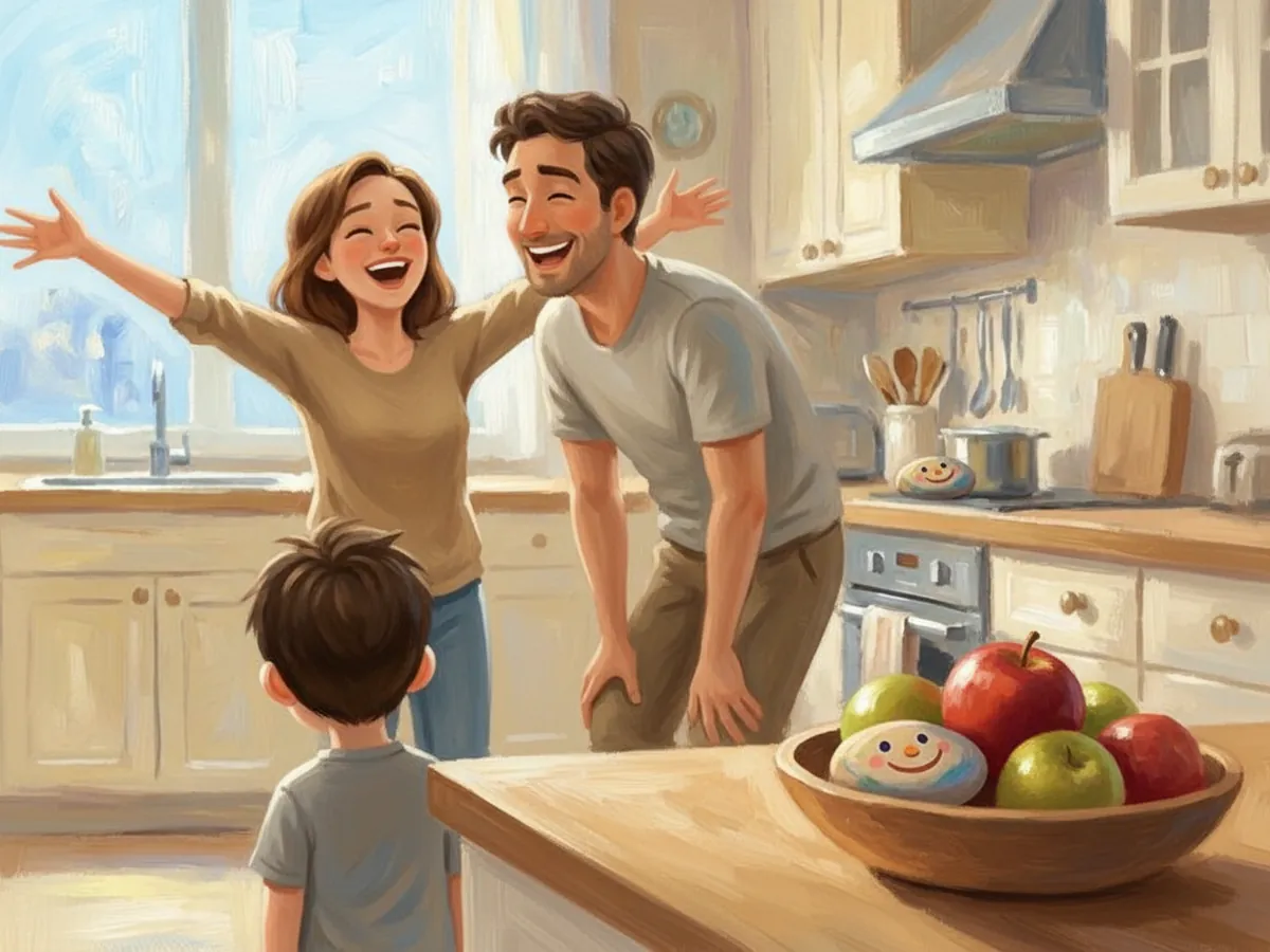 Mum opens her arms wide; Aden's shoulders slump.