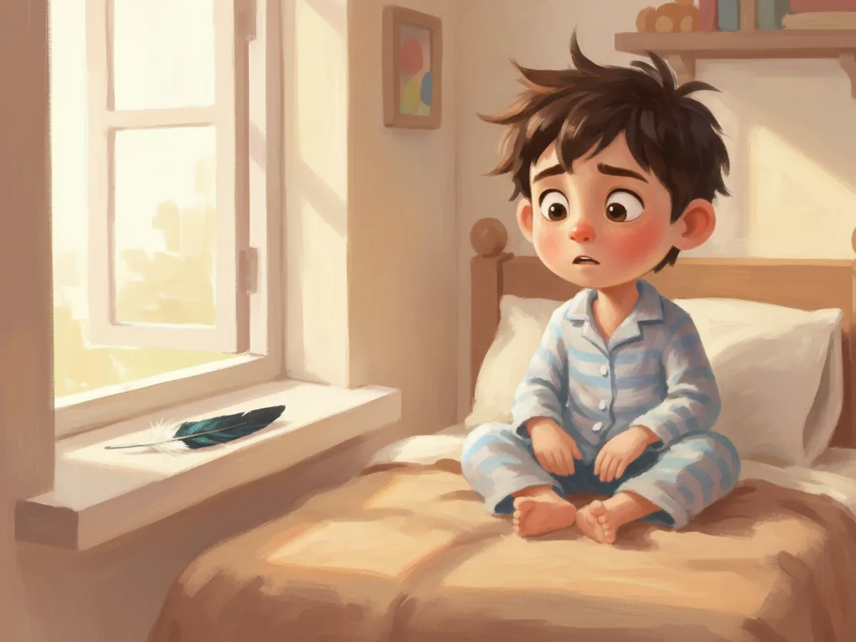 Aden wakes up to an empty windowsill and a black-and-white feather.